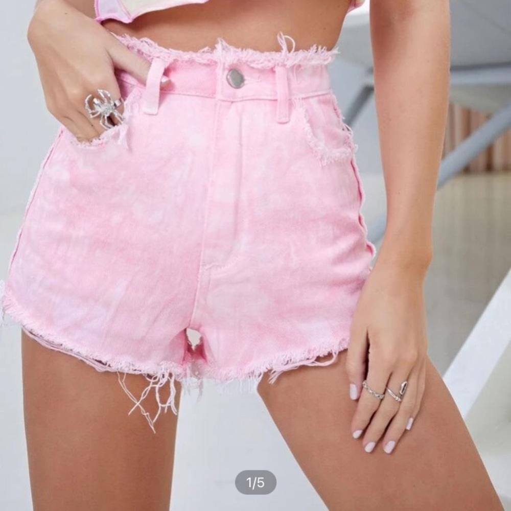 Shein pink jean shorts